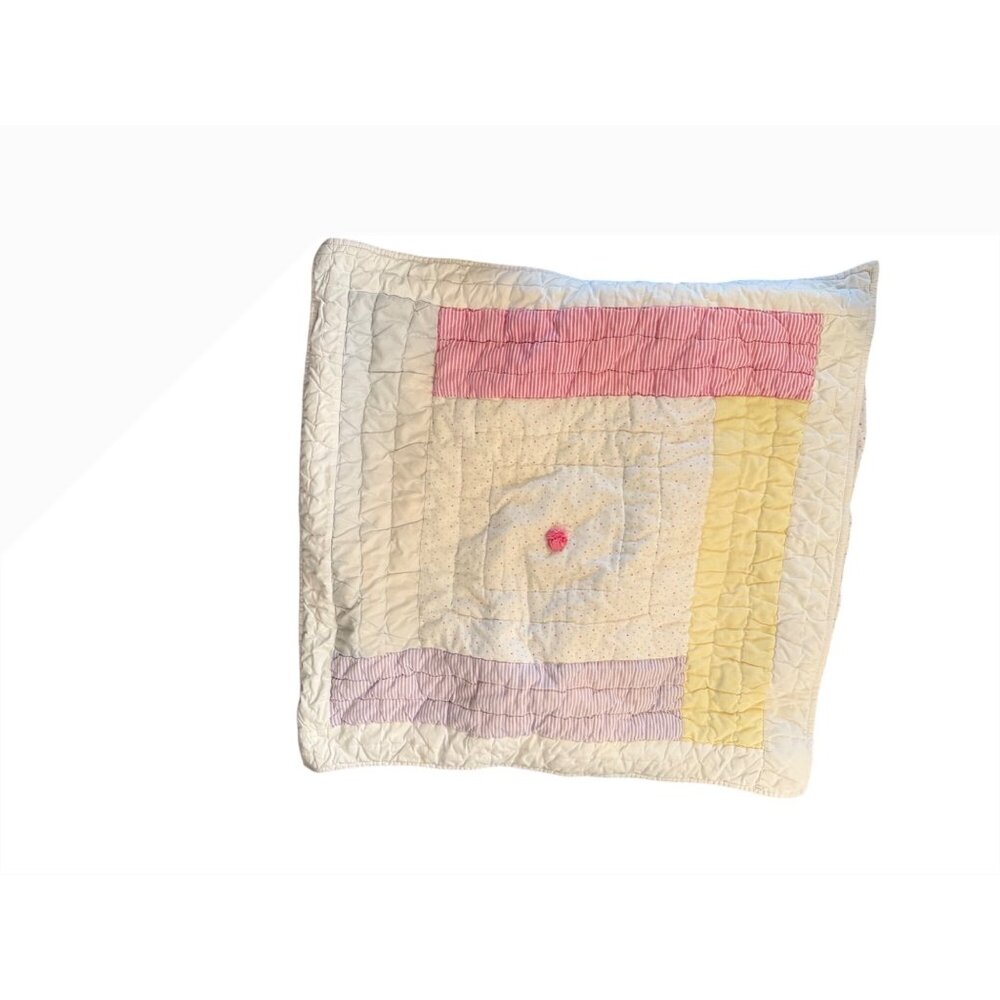 Pottery Barn Kids Quilted patchwork Cotton Square pillow padded sham 23x26 read